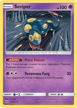 Seviper - 50/147 [SM - Burning Shadows] Reverse Holofoil