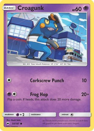 Croagunk - 54/147 [SM - Burning Shadows] Reverse Holofoil