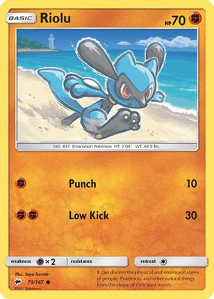 Riolu - 70/147 [SM - Burning Shadows] Reverse Holofoil