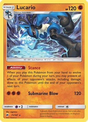 Lucario - 71/147 [SM - Burning Shadows] Reverse Holofoil