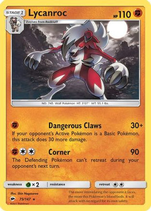 Lycanroc (75) - 75/147 [SM - Burning Shadows] Reverse Holofoil