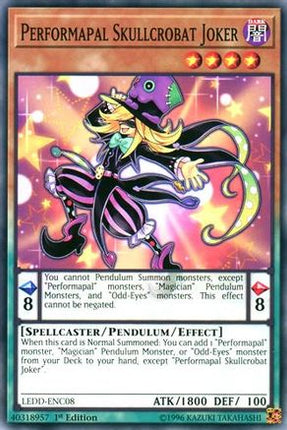Performapal Skullcrobat Joker (Common / Short Print) [LEDD-ENC08] Legendary Dragon Decks 1st Edition