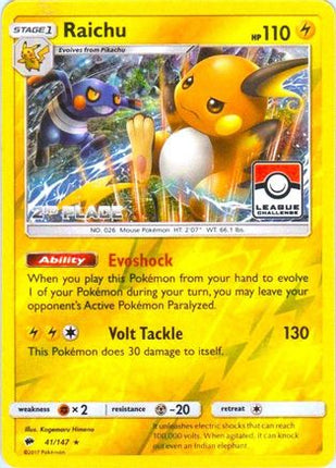 Raichu - 41/147 (League Challenge) [2nd Place] [League & Championship Cards] Reverse Holofoil