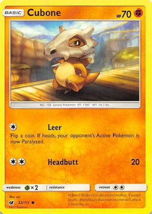 Cubone - 52/111 [SM - Crimson Invasion] Reverse Holofoil