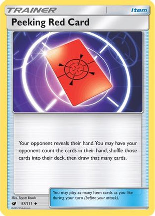Peeking Red Card - 97/111 [SM - Crimson Invasion] Reverse Holofoil