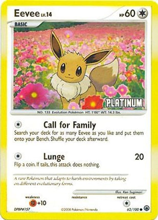 Eevee - 62/100 [Platinum] [Burger King Promos] Reverse Holofoil
