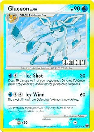 Glaceon - 20/100 [Platinum] 020/100 - Burger King Promos Reverse Holofoil