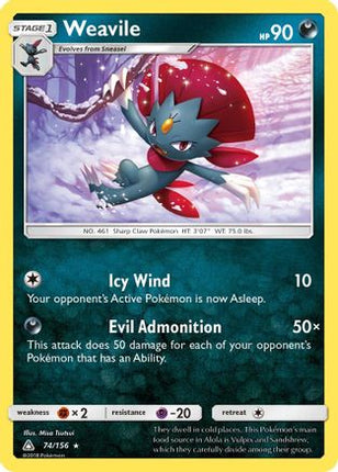 Weavile - 74/156 [SM - Ultra Prism] Reverse Holofoil