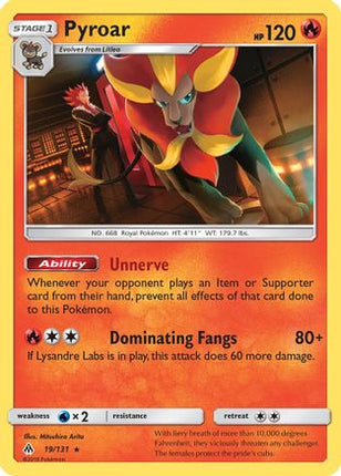 Pyroar - 19/131 [SM - Forbidden Light] Reverse Holofoil