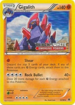Gigalith 53/98 (Prerelease) [Staff] - null/98 [Black and White Promos] Holofoil