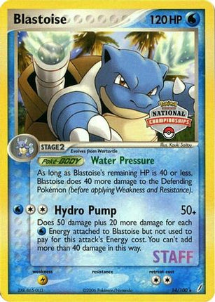 Blastoise - 14/100 (National Championships) [Staff] [League & Championship Cards]