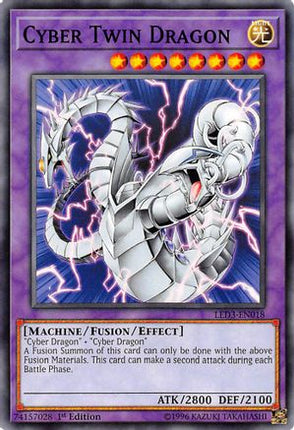 Cyber Twin Dragon (Common / Short Print) [LED3-EN018] 1st Edition