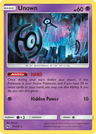 Unown (91) - 91/214 [SM - Lost Thunder]