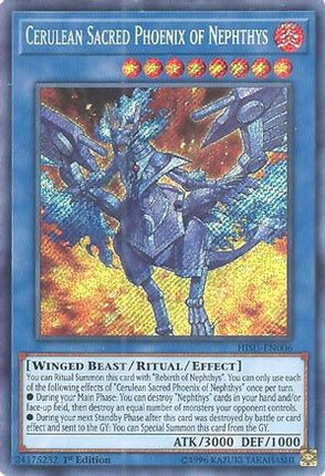 Cerulean Sacred Phoenix of Nephthys (Secret Rare) [HISU-EN006] 1st Edition