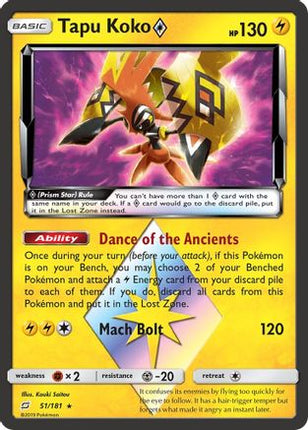 Tapu Koko Prism Star - 51/181 [SM - Team Up] Holofoil
