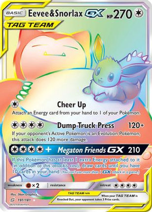 Eevee & Snorlax GX (Secret) - 191/null [SM - Team Up] Holofoil