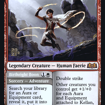 Kellan, the Fae-Blooded // Birthright Boon [Wilds of Eldraine Promos] Prerelease Foil