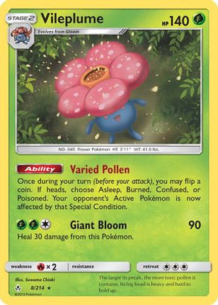 Vileplume - 8/214 [SM - Unbroken Bonds] Reverse Holofoil