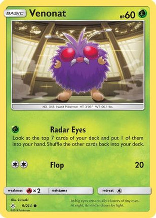 Venonat (9) - 9/214 [SM - Unbroken Bonds] Reverse Holofoil