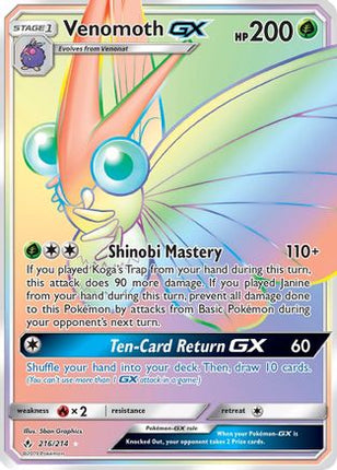 Venomoth GX (Secret) - 216/null [SM - Unbroken Bonds] Holofoil