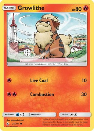 Growlithe - 21/214 [SM - Unbroken Bonds] Reverse Holofoil