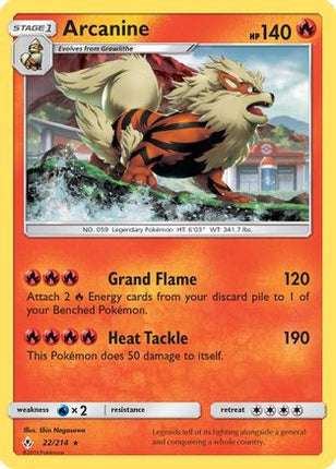 Arcanine - 22/214 [SM - Unbroken Bonds] Reverse Holofoil