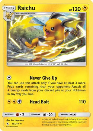 Raichu - 55/214 [SM - Unbroken Bonds] Reverse Holofoil