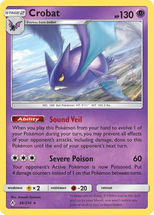 Crobat - 66/214 [SM - Unbroken Bonds] Reverse Holofoil