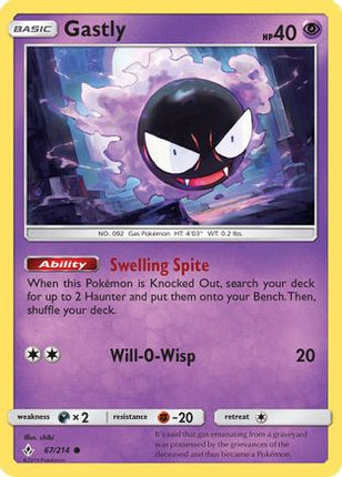 Gastly (67) - 67/214 [SM - Unbroken Bonds] Reverse Holofoil