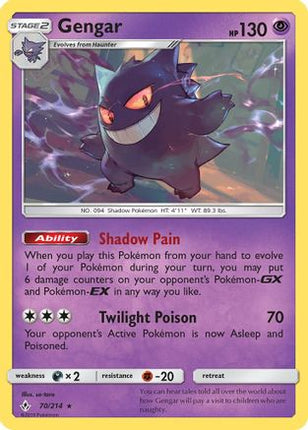 Gengar - 70/214 [SM - Unbroken Bonds] Reverse Holofoil