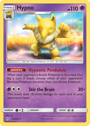 Hypno - 72/null [SM - Unbroken Bonds] Reverse Holofoil