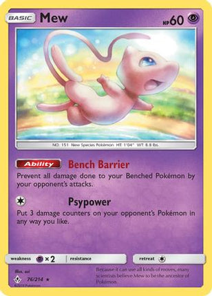 Mew - 76/214 [SM - Unbroken Bonds] Reverse Holofoil