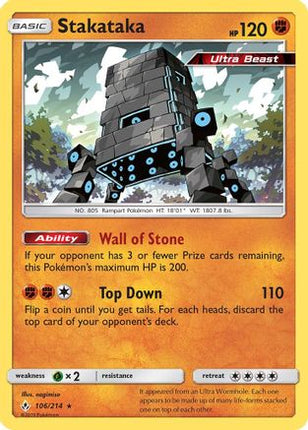 Stakataka - 106/214 [SM - Unbroken Bonds] Reverse Holofoil