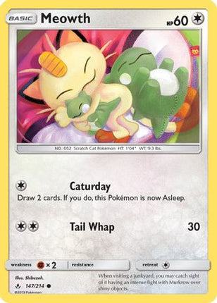 Meowth - 147/214 [SM - Unbroken Bonds] Reverse Holofoil