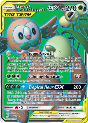 Rowlet & Alolan Exeggutor GX (Full Art) - 214/null [SM - Unified Minds] Holofoil