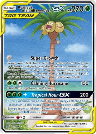 Rowlet & Alolan Exeggutor GX (Alternate Full Art) - 215/null [SM - Unified Minds] Holofoil
