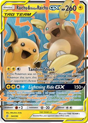Raichu & Alolan Raichu GX - 54/236 [SM - Unified Minds] Holofoil