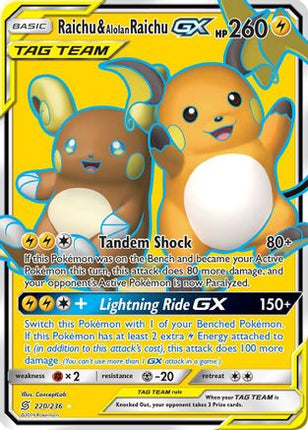 Raichu & Alolan Raichu GX (220/236) [Sun & Moon: Unified Minds]