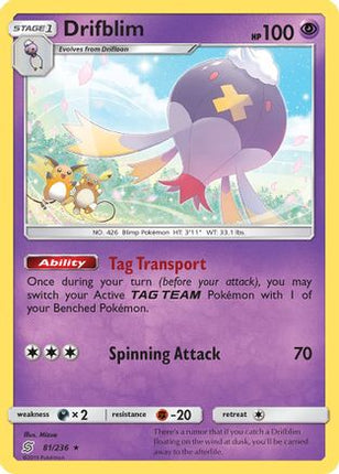 Drifblim - 81/236 [SM - Unified Minds] Reverse Holofoil