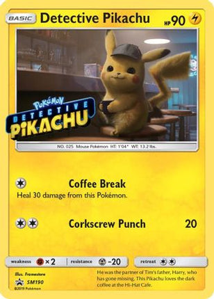 Detective Pikachu - SM190 (Stamped) - SM190/null [SM Promos] Holofoil