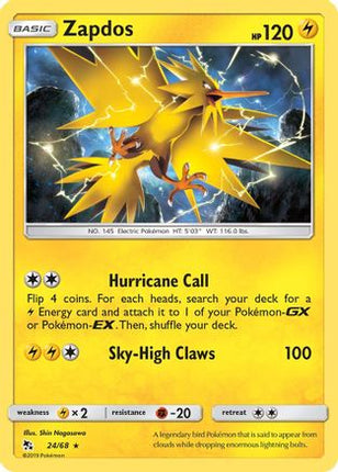 Zapdos - 24/68 [Hidden Fates] Reverse Holofoil
