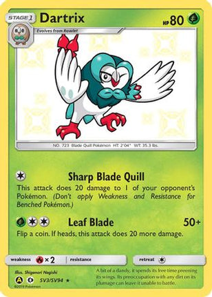 Dartrix - SV3/SV94 [Hidden Fates: Shiny Vault] Holofoil