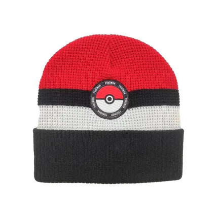 POKEMON POKEBALL PATCH WAFFLE KNIT BEANIE