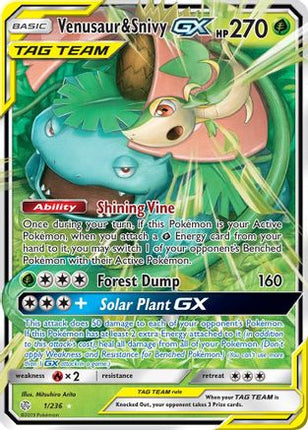 Venusaur & Snivy GX - 1/236 [SM - Cosmic Eclipse] Holofoil