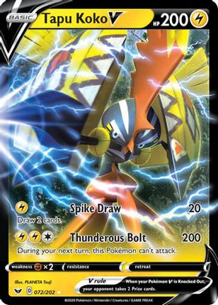 Tapu Koko V - 72/202 [SWSH01: Sword & Shield Base Set] Holofoil