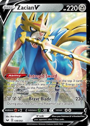 Zacian V - 138/202 [SWSH01: Sword & Shield Base Set] Holofoil