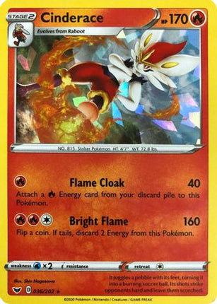 Cinderace - 036/202 (Cracked Ice Holo) [Deck Exclusives] Holofoil
