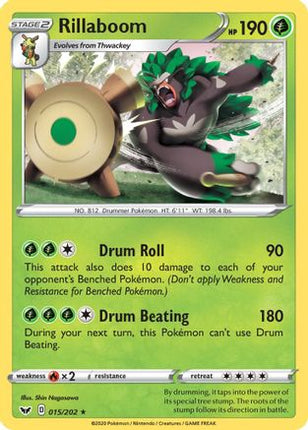 Rillaboom (015) - 15/202 [SWSH01: Sword & Shield Base Set] Reverse Holofoil
