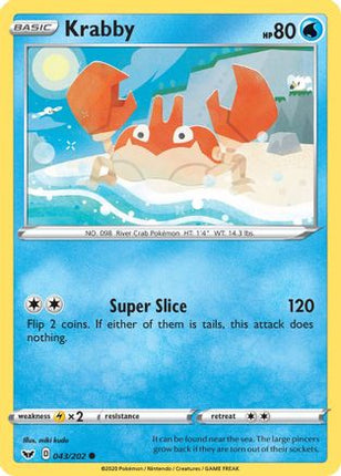 Krabby (043) - 43/202 [SWSH01: Sword & Shield Base Set] Reverse Holofoil