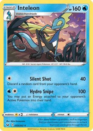 Inteleon (059) - 59/202 [SWSH01: Sword & Shield Base Set] Reverse Holofoil